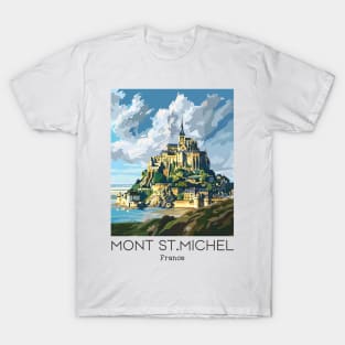 A Vintage Travel Illustration of Mont Saint Michel - France T-Shirt